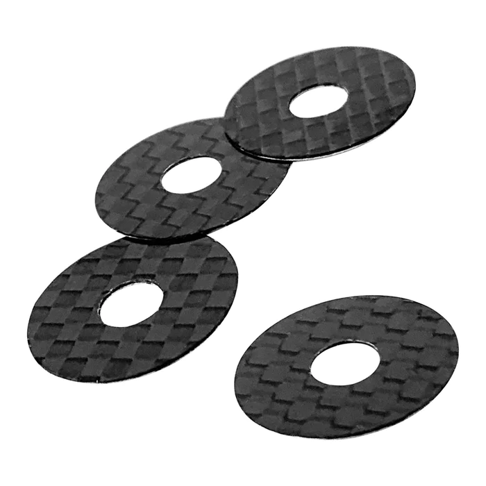 1up Racing Carbon Fibre Body Washers 3M Adhesive Backed – 5mm post (4 pcs) 1U-10402