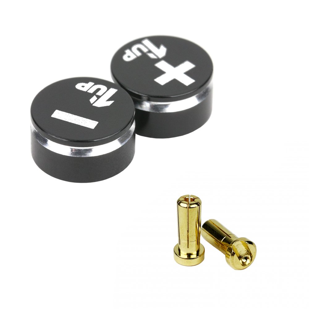 1up Racing LowPro Bullet Plug Grips – Black/Black + LowPro Bullet Plugs 5mm (2pcs) 1U-190412