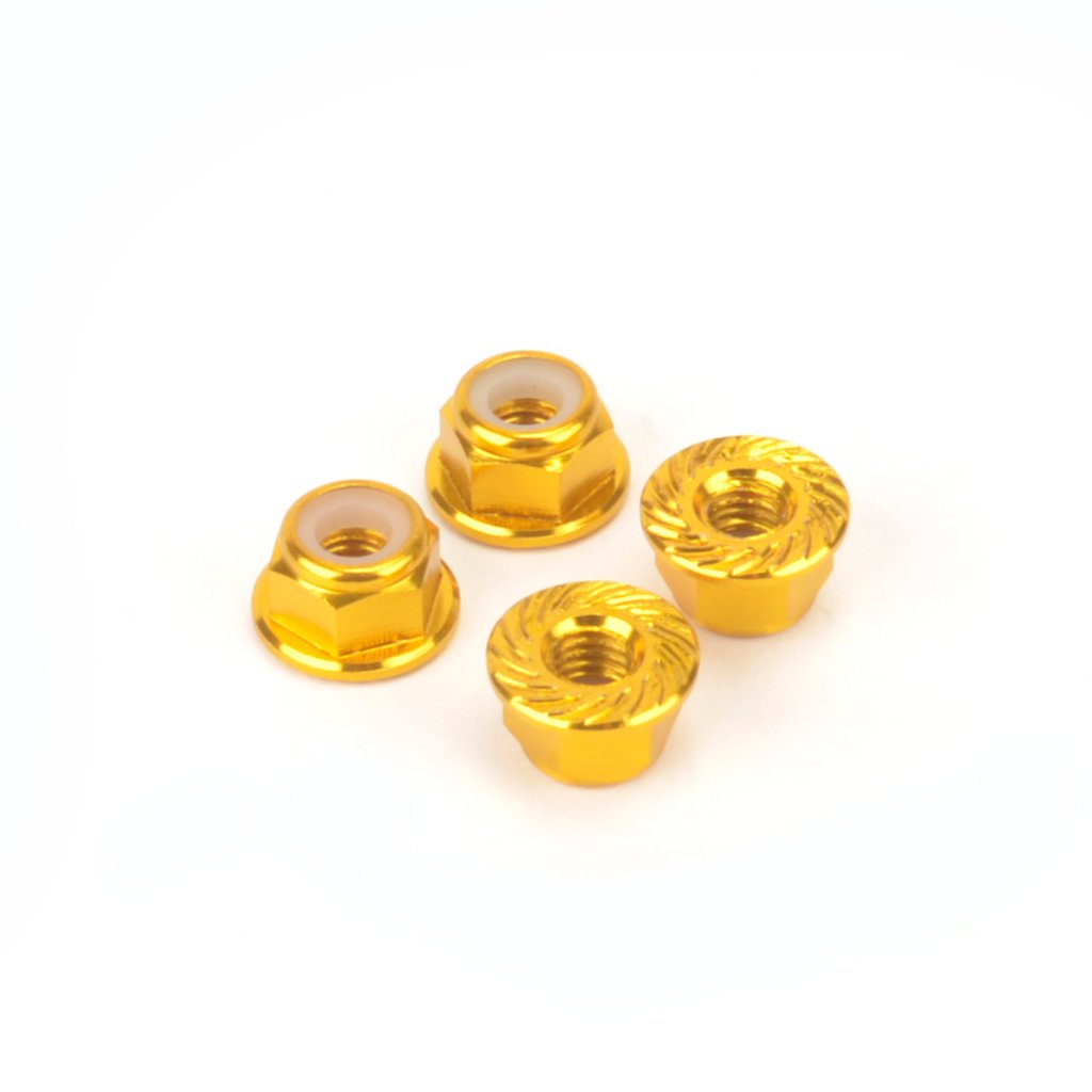 M4 Alloy Serrated Nyloc Nuts – Gold – 4pcs – MK5485GD
