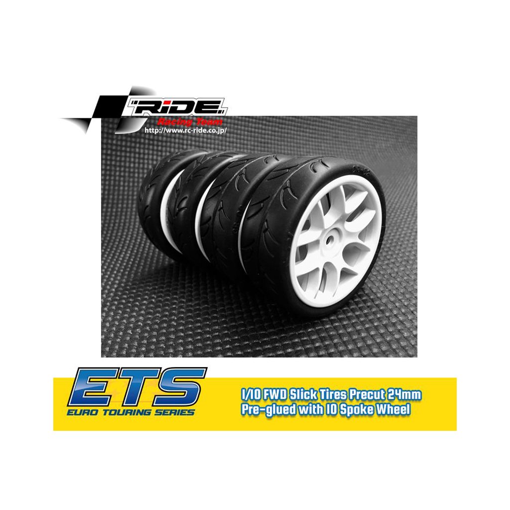Ride 1/10 Slick Tyres Preglued 10 Spoke Wheel – RI-26072
