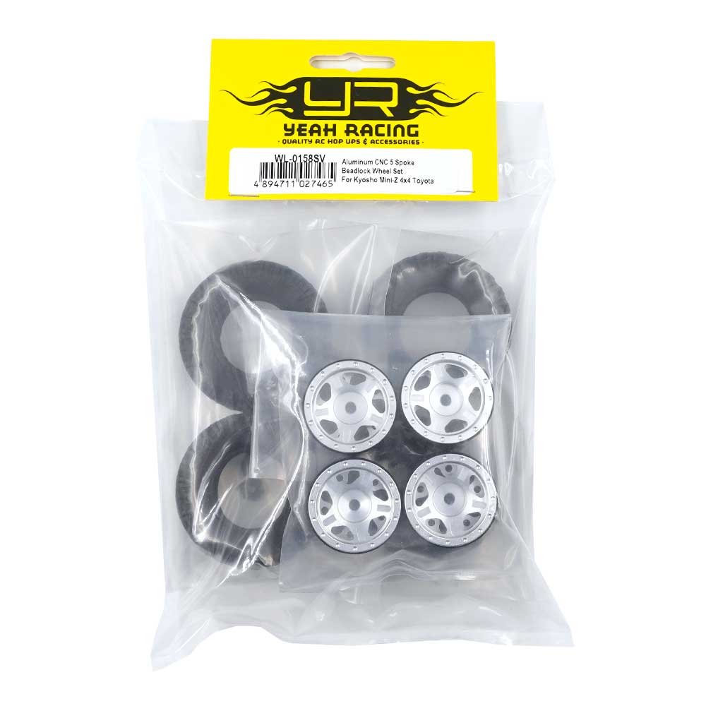 Yeah Racing Aluminum CNC 5 Spoke Beadlock Wheel Set For Kyosho Mini-Z 4×4 Toyota – WL-0158SV