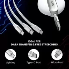 TRX 3 in 1 USB Stretchable Cable WHITE